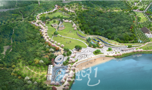 조감도 - 풍암호수공원 호수 백사장과 청년의 숲(아시아 청년 언덕) (사진 제공 : 광주광역시)