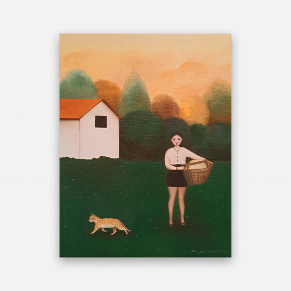 해녀와 고냉이 _Oil on Canvas 41x32cm(자료제공 : 갤러리 제주)