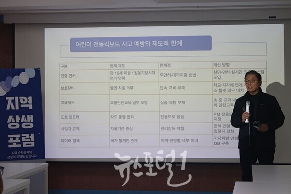 사단법인 창업지원네트워크(이사장 하상용)가 ‘말 많고, 탈 많은 전동 킥보드’를 주제로 지역상생포럼을 개최했다 .(사진 제공 : 창업지원네트워크)